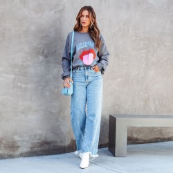 Amazon 2025 Cross-Border Loose Casual Jeans for Women: Fashionable, Simple Tassel Straight-Leg Pants Amazon 2025 Cross-Border Loose Casual Jeans for Women: Fashionable, Simple Tassel Straight-Leg Pants