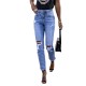 2025 Spring Amazon Factory-Shop European and American Stretch Ripped Women's Straight-Leg Skinny Hip-Lifting Fashion Jeans 2025 Spring Amazon Factory-Shop European and American Stretch Ripped Women's Straight-Leg Skinny Hip-Lifting Fashion Jeans