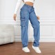 2025 New Cross-border Foreign Trade American Retro Mid-Rise Multi-Pocket Workwear Jeans for Women Casual Straight-Leg Trendy 2025 New Cross-border Foreign Trade American Retro Mid-Rise Multi-Pocket Workwear Jeans for Women Casual Straight-Leg Trendy