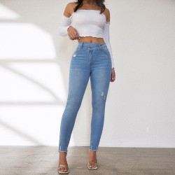 Factory Direct Foreign Trade Jeans for Women: Spring 2024 Elastic High-Waisted Slimming Raw-Edge Straight-Leg Pants Factory Direct Foreign Trade Jeans for Women: Spring 2024 Elastic High-Waisted Slimming Raw-Edge Straight-Leg Pants