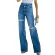 Factory direct sales, 2022 autumn new high-waisted jeans for women Washed and ripped wide-leg European and American denim trousers Factory direct sales, 2022 autumn new high-waisted jeans for women Washed and ripped wide-leg European and American denim trousers