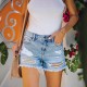 Factory-Shop Cross-Border Independent Station New 2023 Summer Casual Ripped Raw-Edge Straight-Leg Washed Women's Denim Shorts Factory-Shop Cross-Border Independent Station New 2023 Summer Casual Ripped Raw-Edge Straight-Leg Washed Women's Denim Shorts
