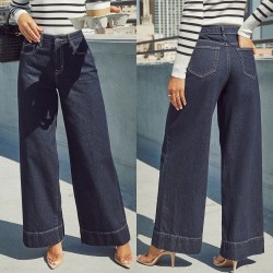 Cross-border 2025 new wide-leg pants in stock, Amazon washed, elegant high-waisted, long wide-leg jeans for women Cross-border 2025 new wide-leg pants in stock, Amazon washed, elegant high-waisted, long wide-leg jeans for women