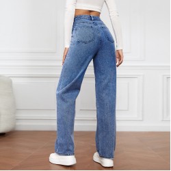 2025 new cross-border European and American high-waisted washed women's jeans, Amazon's fashionable and versatile long straight-leg pants. 2025 new cross-border European and American high-waisted washed women's jeans, Amazon's fashionable and versatile long straight-leg pants.