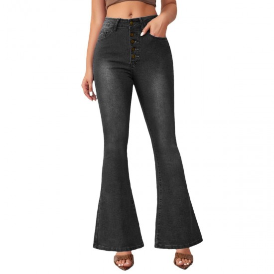 Amazon Cross-Border European and American High-Waisted Slimming Flared Jeans: 2025 Spring New Elegant Style Pants