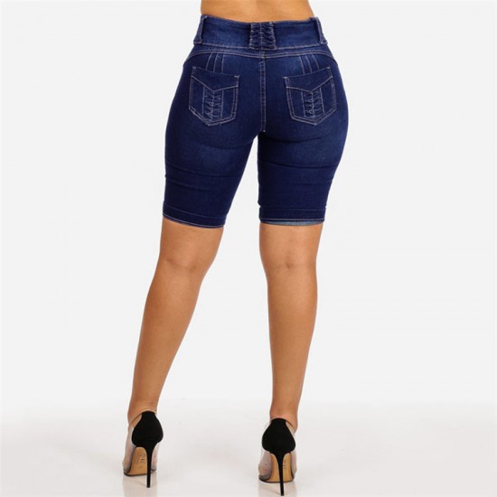 New Cross-Border Amazon Independent Station Denim Shorts for Women, Buttoned Shorts, Slimming, Cropped Shorts New Cross-Border Amazon Independent Station Denim Shorts for Women, Buttoned Shorts, Slimming, Cropped Shorts