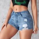 Amazon European and American Cross-border Ripped Denim Shorts for Women, High-waisted, Slim Fit, Streetwear, Raw-edge Shorts, In Stock Amazon European and American Cross-border Ripped Denim Shorts for Women, High-waisted, Slim Fit, Streetwear, Raw-edge Shorts, In Stock