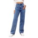 2025 new cross-border European and American high-waisted washed women's jeans, Amazon's fashionable and versatile long straight-leg pants. 2025 new cross-border European and American high-waisted washed women's jeans, Amazon's fashionable and versatile long straight-leg pants.