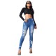 Amazon European and American Cross-border Ripped Jeans for Women, 2025 Spring/Summer New Slimming, Hip-lifting Skinny Pants, High-waisted, In Stock