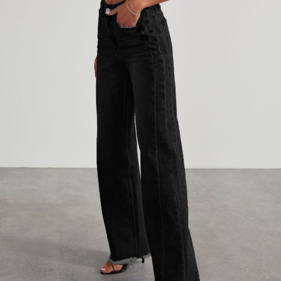 2025 new cross-border Amazon independent foreign trade women's denim trousers. Washed wide-leg denim pants 2025 new cross-border Amazon independent foreign trade women's denim trousers. Washed wide-leg denim pants