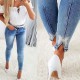 Amazon Cross-Border New Slimming High-Waisted Diamond Bow Jeans for Women: Elastic Fit Skinny Pants