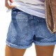 European and American cross-border 2025 summer new ripped denim shorts for women, personalized street print patch jeans, in stock