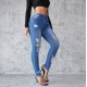 Amazon European and American Cross-border Ripped Jeans for Women, 2025 Spring/Summer New Slimming, Hip-lifting Skinny Pants, High-waisted, In Stock