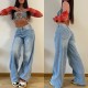 2025 new European and American cross-border retro American-style long wide-leg pants, hot girl loose jeans, high-waist straight-leg pants 2025 new European and American cross-border retro American-style long wide-leg pants, hot girl loose jeans, high-waist straight-leg pants