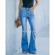 Factory direct sales: American-style flared women's stretch jeans, high-waisted, slimming, 2023 new foreign trade ripped jeans Factory direct sales: American-style flared women's stretch jeans, high-waisted, slimming, 2023 new foreign trade ripped jeans