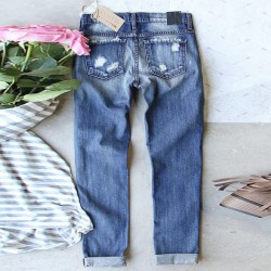 Cross-border Foreign Trade Straight Jeans for Women, 2025 New Red Plaid Print Patchwork, Ripped Pants, In Stock Goods Cross-border Foreign Trade Straight Jeans for Women, 2025 New Red Plaid Print Patchwork, Ripped Pants, In Stock Goods