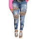 Factory direct sales: European and American ripped women's jeans, personalized leopard print, high-waisted Women's Pants Factory direct sales: European and American ripped women's jeans, personalized leopard print, high-waisted Women's Pants