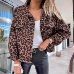 2025 new European and American spring and autumn denim jackets, leopard print, long-sleeved, short, loose-fitting, casual jackets for women, now in stock. 2025 new European and American spring and autumn denim jackets, leopard print, long-sleeved, short, loose-fitting, casual jackets for women, now in stock.