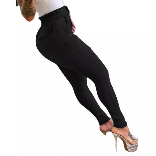 Factory In Stock 202 5 European and American Style Cross-Border High-Waisted Distressed Jeans for Women, Stylish and Trendy Skinny Pants