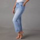2025 European and American new cross-border foreign trade stretch straight-leg jeans for women, stylish commuter-friendly ripped washed trousers 2025 European and American new cross-border foreign trade stretch straight-leg jeans for women, stylish commuter-friendly ripped washed trousers