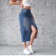 In-Stock Factory Direct European and American Cross-Border Blue Denim Skirts for Women, Slit, Hip-Wrapping, A-Line, Slimming Long Skirts In-Stock Factory Direct European and American Cross-Border Blue Denim Skirts for Women, Slit, Hip-Wrapping, A-Line, Slimming Long Skirts