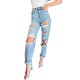Factory Direct American Straight-Leg Women's Jeans High-Waisted Slimming 2022 New European Imported Foreign Trade Ripped Jeans Factory Direct American Straight-Leg Women's Jeans High-Waisted Slimming 2022 New European Imported Foreign Trade Ripped Jeans