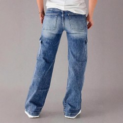 2025 Cross-Border European and American Cross-Border 2025 Autumn New Lace-Up Jeans: Women's Loose Straight-Leg Casual Work Pants: In Stock 2025 Cross-Border European and American Cross-Border 2025 Autumn New Lace-Up Jeans: Women's Loose Straight-Leg Casual Work Pants: In Stock