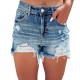 2024 summer new European and American cross-border ripped hot girl denim shorts, women's high-waisted A-line raw-edge hot pants trend 2024 summer new European and American cross-border ripped hot girl denim shorts, women's high-waisted A-line raw-edge hot pants trend