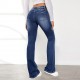 Factory Direct 2025 European and American Cross-Border Elegant Commuter Jeans for Women, Washed, Slimming, Flared Pants