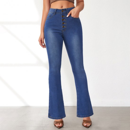 Amazon Cross-Border European and American High-Waisted Slimming Flared Jeans: 2025 Spring New Elegant Style Pants