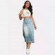 New Spring/Summer New Cross-Border American Retro Denim Skirt for Women, Fashionable Slit-Spliced Midi A-Line Skirt New Spring/Summer New Cross-Border American Retro Denim Skirt for Women, Fashionable Slit-Spliced Midi A-Line Skirt