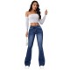 Factory Direct 2025 European and American Cross-Border Elegant Commuter Jeans for Women, Washed, Slimming, Flared Pants