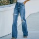 Factory direct sales, 2022 autumn new high-waisted jeans for women Washed and ripped wide-leg European and American denim trousers Factory direct sales, 2022 autumn new high-waisted jeans for women Washed and ripped wide-leg European and American denim trousers