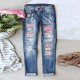 2025 factory direct sales, in stock 5. New Spring Women's Ripped Jeans, Best-Selling Printed Patchwork Casual Pants on AliExpress Amazon