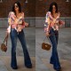 2022 autumn new multi-color women's jeans, European and American cross-border retro high-waisted, stretch flared pants, high-waisted, slimming 2022 autumn new multi-color women's jeans, European and American cross-border retro high-waisted, stretch flared pants, high-waisted, slimming