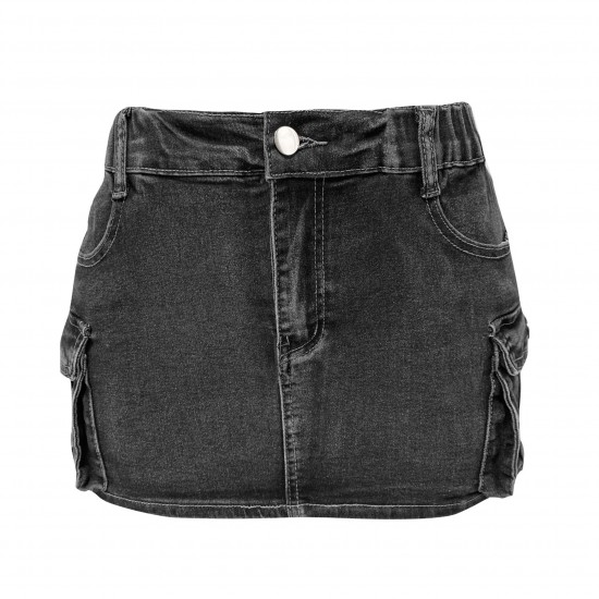 European and American cross-border 2025 new denim skirt for women, summer retro, stretch, slim-fit, workwear, pocket shorts.