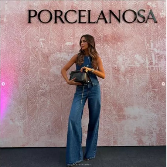 Amazon AliExpress cross-border European and American 2025 spring and summer new sleeveless women's clothing. Fashionable wide-leg denim vest set Amazon AliExpress cross-border European and American 2025 spring and summer new sleeveless women's clothing. Fashionable wide-leg denim vest set